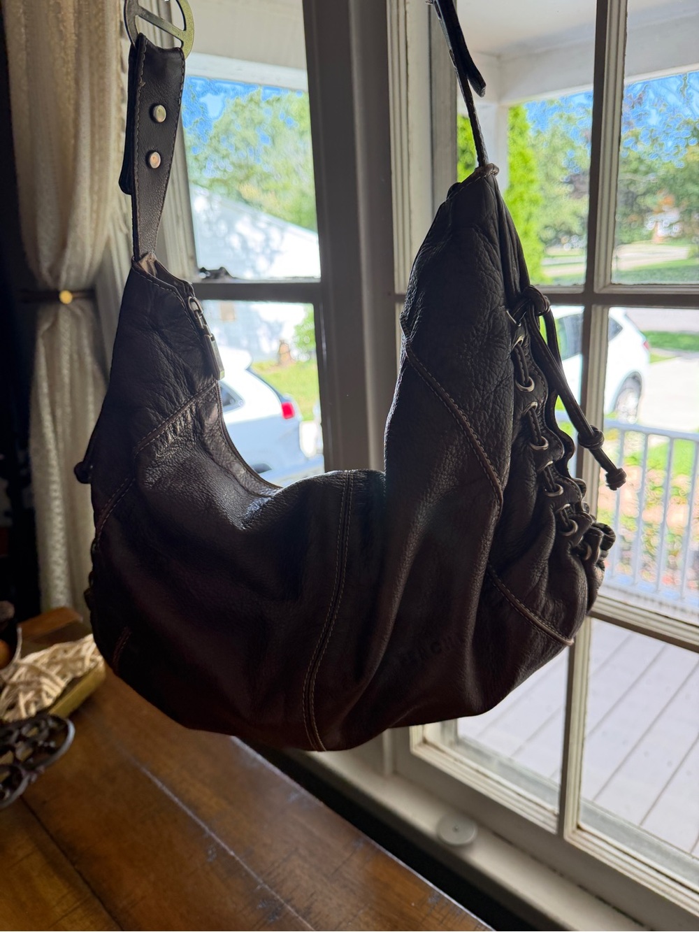 Gorgeous FERCHI Soft Slouch Leather Shoulder Bag in Dark Brown